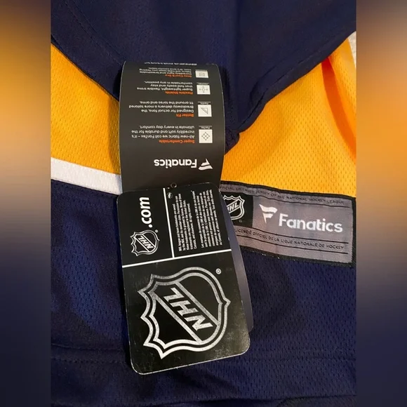 Fanatics Yellow and Blue NHL Jersey Nashville Predators NWT - Picture 3 of 6